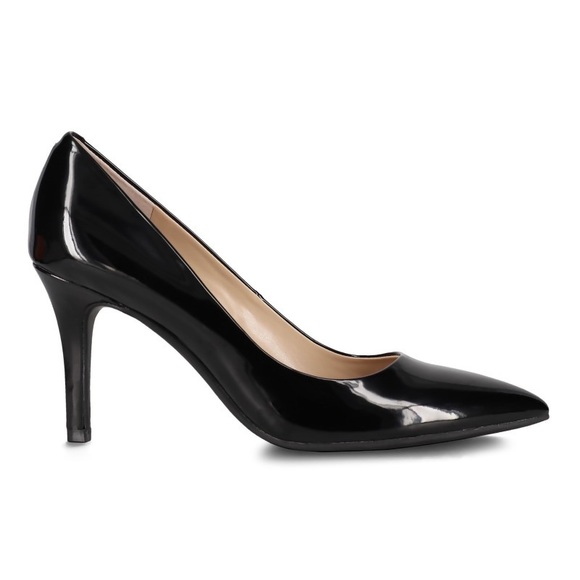 🆕✨ Yema by Unisa Vegan Black Patent Leather Classic Pointy Toe Pumps 3¼" Heel - Picture 2 of 9